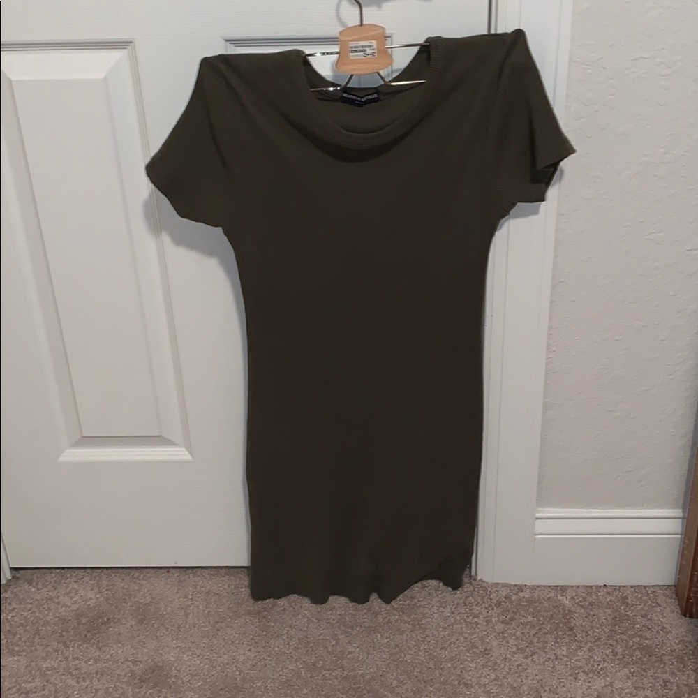 Army green body con dress